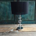 Tafellamp met kristal voet en zwarte organza kap, Ophalen of Verzenden, Nieuw