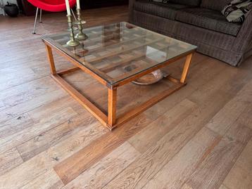 Salontafel met glasplaat – Japanse Kotatsu 36x87x87cm beschikbaar voor biedingen