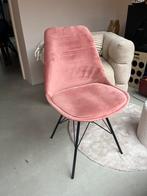 Roze Velvet Stoel met Zwarte Poten, Ophalen, Gebruikt, Metaal, Eén