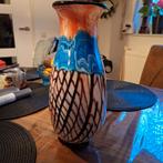 Vintage glazen vaas - Blauw, oranje, zwart, 50 tot 75 cm, Blauw, Ophalen of Verzenden, Glas