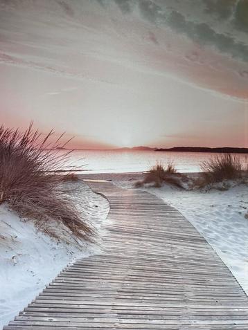 Mooie strand opgang op canvas