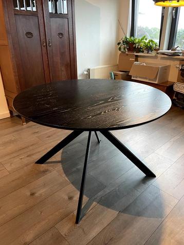 Ronde tafel | hout & metaal (zwart)  beschikbaar voor biedingen