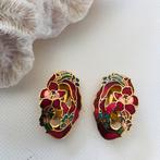 Vintage 70s cloissoné oorbellen clips, *, Overige materialen, Verzenden, *