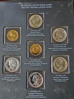 22 zilver en gouden vergulde munten in Mahonie box € 4,00, Postzegels en Munten, Ophalen of Verzenden, Zilver
