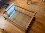 Antieke Houten Salontafel met Glas, Ophalen, Gebruikt, 100 tot 150 cm, 50 tot 100 cm
