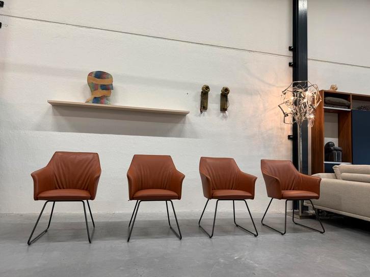 4 Nieuw Leolux Mara Eetkamerstoel Wapiti Hawk leer Stoel, Huis en Inrichting, Stoelen, Nieuw, Vier, Leer, Overige kleuren, Ophalen of Verzenden