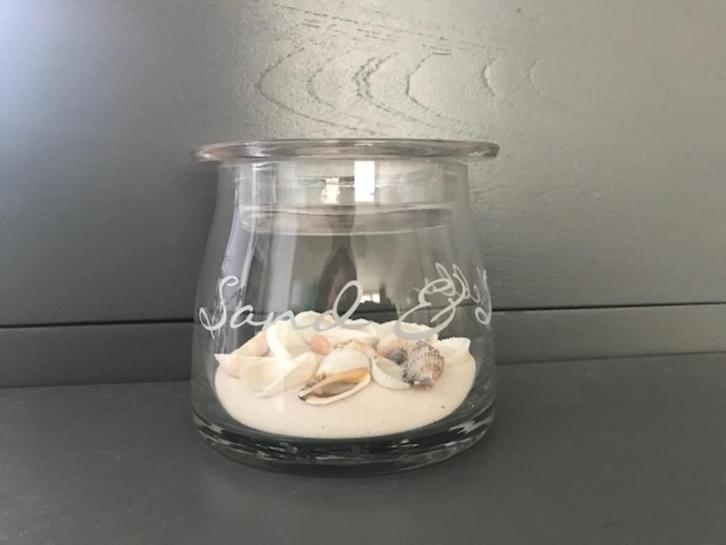 RIVIERA MAISON - windlicht/ glazen kandelaar SEA SHELLS, Huis en Inrichting, Woonaccessoires | Kandelaars en Kaarsen, Zo goed als nieuw