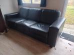 Zwarte leren bank ikea 3 zits, Huis en Inrichting, Banken | Bankstellen, Ophalen, Gebruikt, Driepersoons, 75 tot 100 cm