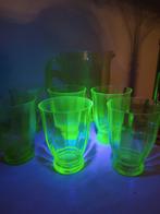 kan en glazen uranium glas, Ophalen of Verzenden