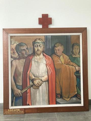 Volledige kruisweg uit kerk, uniek (geschilderd) beschikbaar voor biedingen