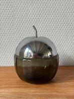 Vintage Appelschaaltje, Rookglas, Chroom, Appelcompot, Gebruikt, Ophalen of Verzenden, Overige stijlen, Glas