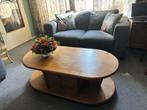 Stevige grenen salontafel met 2 lades, Ophalen, Gebruikt, 100 tot 150 cm, 50 tot 75 cm