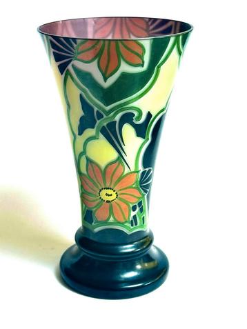 Art Deco Vaas - Bloemenpatroon, Handgeschilderd beschikbaar voor biedingen