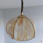Vintage Hanglamp met Bloemmotief, Huis en Inrichting, Lampen | Hanglampen, Ophalen, Gebruikt, Vintage, Glas
