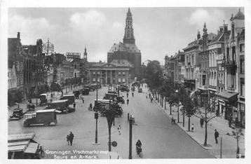 (300-306-003) Groningen Vischmarkt met Beurs en Kerk beschikbaar voor biedingen