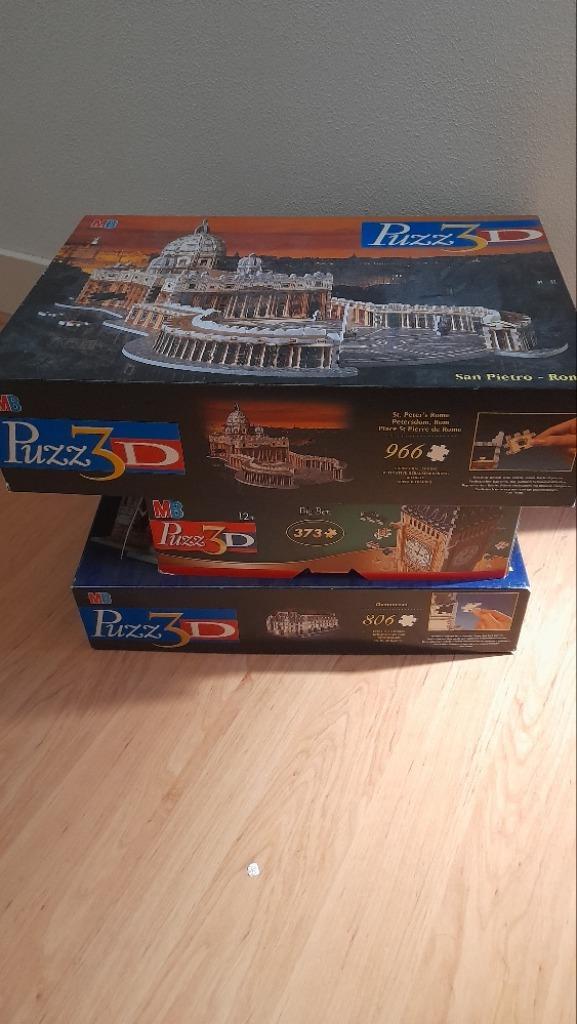 3x MB Puzz3D Big Ben, San Pietro-Roma, Chateau de Chenonceau, Hobby en Vrije tijd, Denksport en Puzzels, Gebruikt, Rubik's of 3D-puzzel