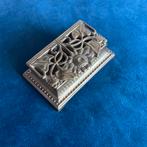 Vintage messing postzegeldoosje met zonnebloemen, Ophalen of Verzenden