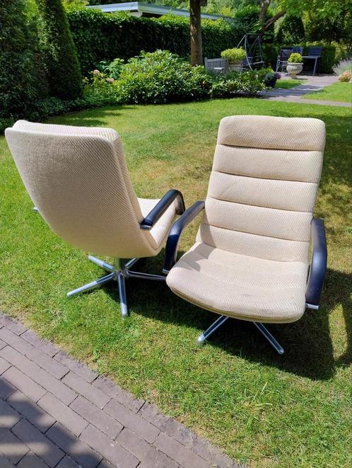 Set van 2 Artifort F141 fauteuils, Huis en Inrichting, Fauteuils, Gebruikt, Leer, 75 tot 100 cm, Ophalen