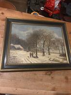 Antiek Schilderij Jan van Nispen Winterlandschap 1876-1877 V, Antiek en Kunst, Kunst | Schilderijen | Klassiek, Ophalen