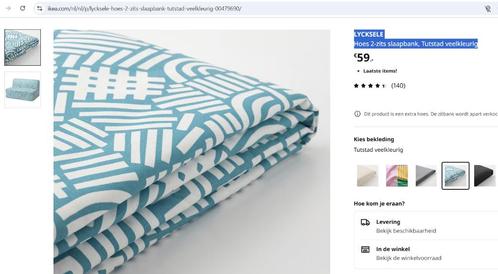 Ikea LYCKSELE Hoes 2-zits slaapbank, Tutstad veelkleurig., Huis en Inrichting, Slaapkamer | Slaapbanken, Nieuw, Ophalen
