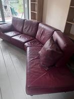 Leren rode bank, Ophalen, Gebruikt, Leer, Half rond