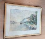 Frans Ronda - aquarel langs de Maas, Antiek en Kunst, Ophalen
