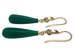 Gouden oorhangers met roosdiamant en aventurijn, Sieraden, Tassen en Uiterlijk, Oorbellen, Hangers, 9843al, Verzenden, Zo goed als nieuw