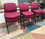9 vergaderstoelen, kantinestoelen, rode stoffen bekleding., Huis en Inrichting, Stoelen, Ophalen, Gebruikt, Stof, Vijf, Zes of meer stoelen