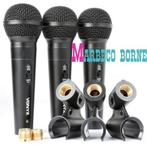 Dynamische Microfoon Set 3 stuks, incl. Microfoon holders, Muziek en Instrumenten, Microfoons, Vonyx, Nieuw, Info@marbeco.nl, Zangmicrofoon