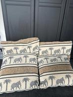 4 Olifant Kussens - Safari Stijl, Huis en Inrichting, Woonaccessoires | Kussens, Ophalen of Verzenden, Gebruikt, Beige, Vierkant