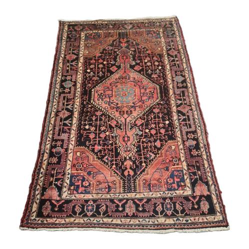 Vintage wollen Hamadan tapijt, Huis en Inrichting, Stoffering | Tapijten en Kleden, Gebruikt, 100 tot 150 cm, 200 cm of meer, Rechthoekig