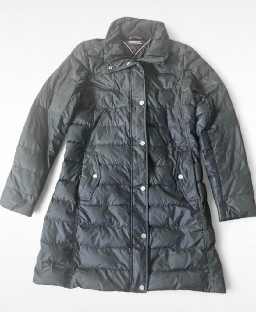 Tommy Hilfiger Dames Lange Puffer Jas - Zwart, Maat S, Ophalen of Verzenden, Zo goed als nieuw, Maat 36 (S), Zwart