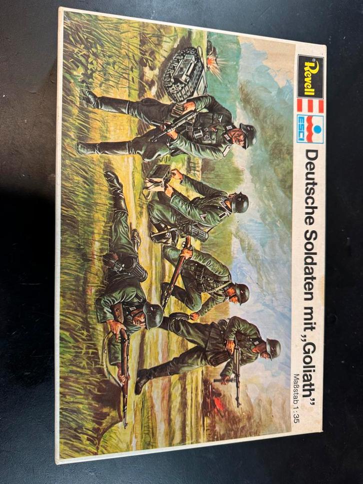 Revell Esci Deutsche Soldaten met Goliath 1/35 Vintage, Hobby en Vrije tijd, Modelbouw | Auto's en Voertuigen, Gebruikt, Overige typen