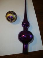 Paarse piek + kerstbal beide van glas., Diversen, Kerst, Ophalen of Verzenden