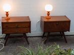 Jaren 70 tafellampje oranje nachtkastlampjes set vintage, Ophalen of Verzenden, Gebruikt, Hout, Minder dan 50 cm