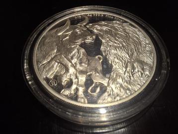 Tokelau bull & bear 2022. Zilver munt. beschikbaar voor biedingen