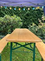 Biertafel + 2 banken te huur, Tuin en Terras, Ophalen, Zo goed als nieuw, Rechthoekig, Hout