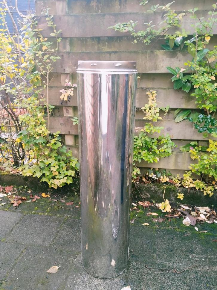 RVS Dubbelwandig Rookkanaal - lengte 100cm diameter 24cm, Doe-het-zelf en Verbouw, Verwarming en Radiatoren, Overige typen, 80 cm of meer