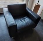 Zwarte Montel leren fauteuil in goede staat, Huis en Inrichting, Fauteuils, Ophalen, Gebruikt, 75 tot 100 cm, Modern