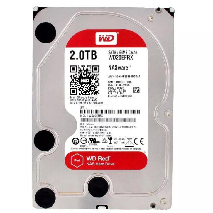 2x WD Red Plus 2TB (64MB cache) 20efrx Harde Schijf, Computers en Software, Harde schijven, Zo goed als nieuw, Server, Intern