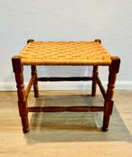 Vintage Brutalist Houten Jute Krukje / Voetenbankje, Ophalen of Verzenden, Hout