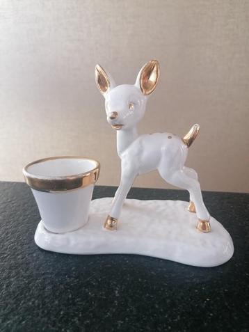vaullaris keramiek beeldje van hert met bakje 16x16 cm beschikbaar voor biedingen
