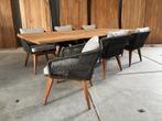 AFHAALACTIE! Dining set boomstam teak "260" incl 6 Marisol, Ophalen, Eettafel, 6 zitplaatsen, Teakhout