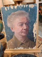 Gesigneerd portret schilderij op paneel, Ophalen of Verzenden