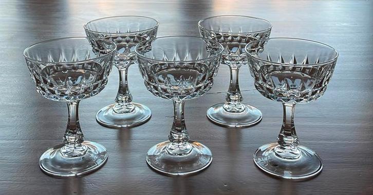 5 Cristal d’Arques Pompadour cocktailglazen, Verzamelen, Glas en Borrelglaasjes, Zo goed als nieuw, Overige typen, Ophalen of Verzenden