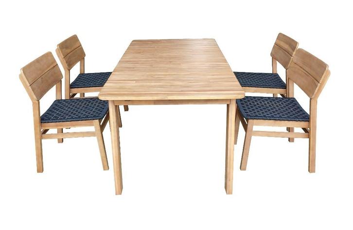 5-delige Tuinset Jala | Antraciet | Acacia en Rope | Eurofar, Tuin en Terras, Tuinsets en Loungesets, Nieuw, Tuinset, Hout, 4 zitplaatsen