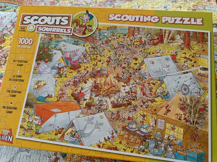 Scouting puzzel scouts & squirrels op kamp 1000 stukjes, Hobby en Vrije tijd, Denksport en Puzzels, Zo goed als nieuw, Ophalen of Verzenden