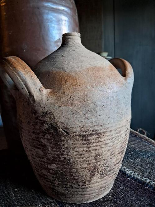 Fraaie grote antieke Franse olijvenkruik met 2 oren., Antiek en Kunst, Antiek | Keramiek en Aardewerk, Ophalen of Verzenden