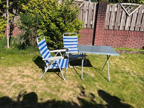 Kampeerstoelen en tafel, Caravans en Kamperen, Kampeermeubelen, Gebruikt, Campingstoel, Ophalen