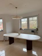 Beton ciré eettafel ovaal met halve walnoot poten geribbeld, 100 tot 150 cm, Verzenden, Vijf personen of meer, Ovaal